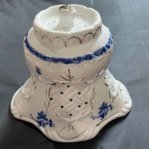 Beautiful Vintage Antique 1920s Blue &White French Style Porcelain Lamp Shade 🆕